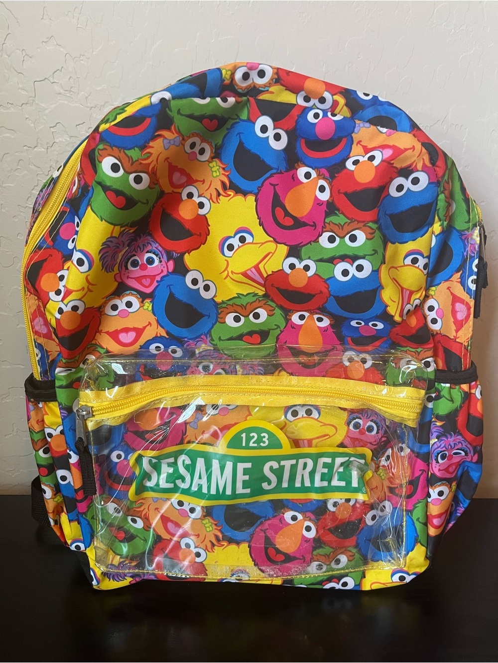 Sesame Street Multicolor Character Kids Backpack with Yellow Trim